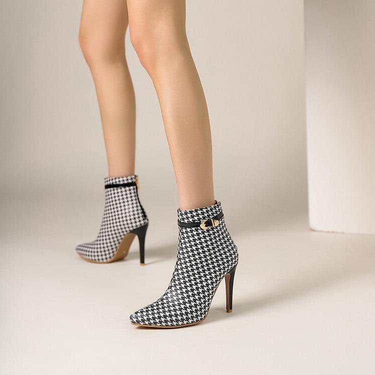 Olivia Houndstooth Ankle Boots