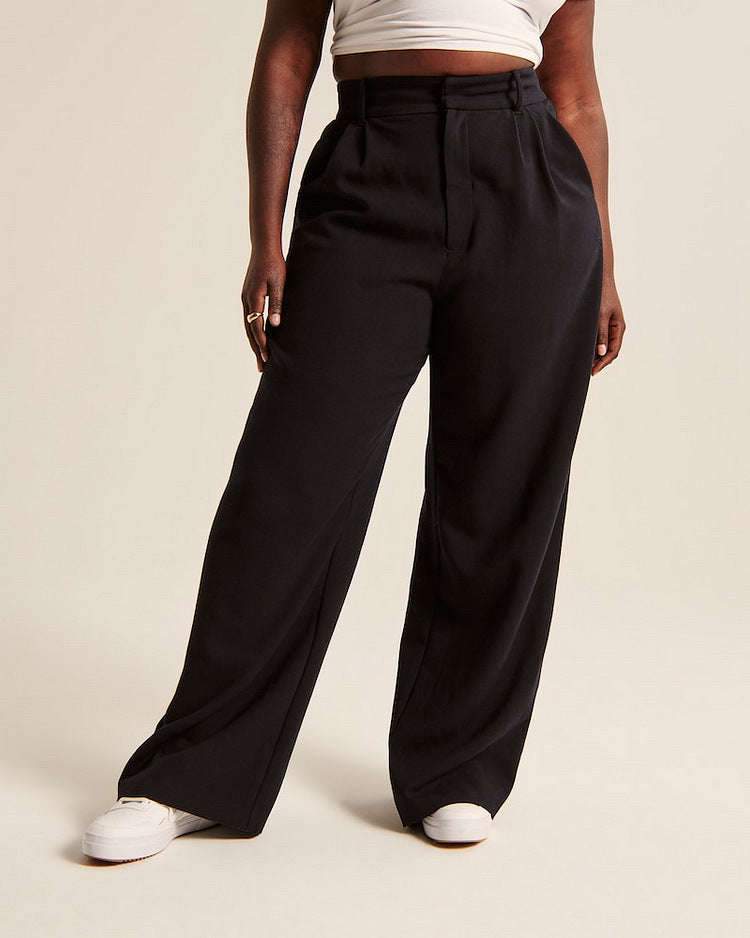 High Waist Wide Leg Trousers with Pockets