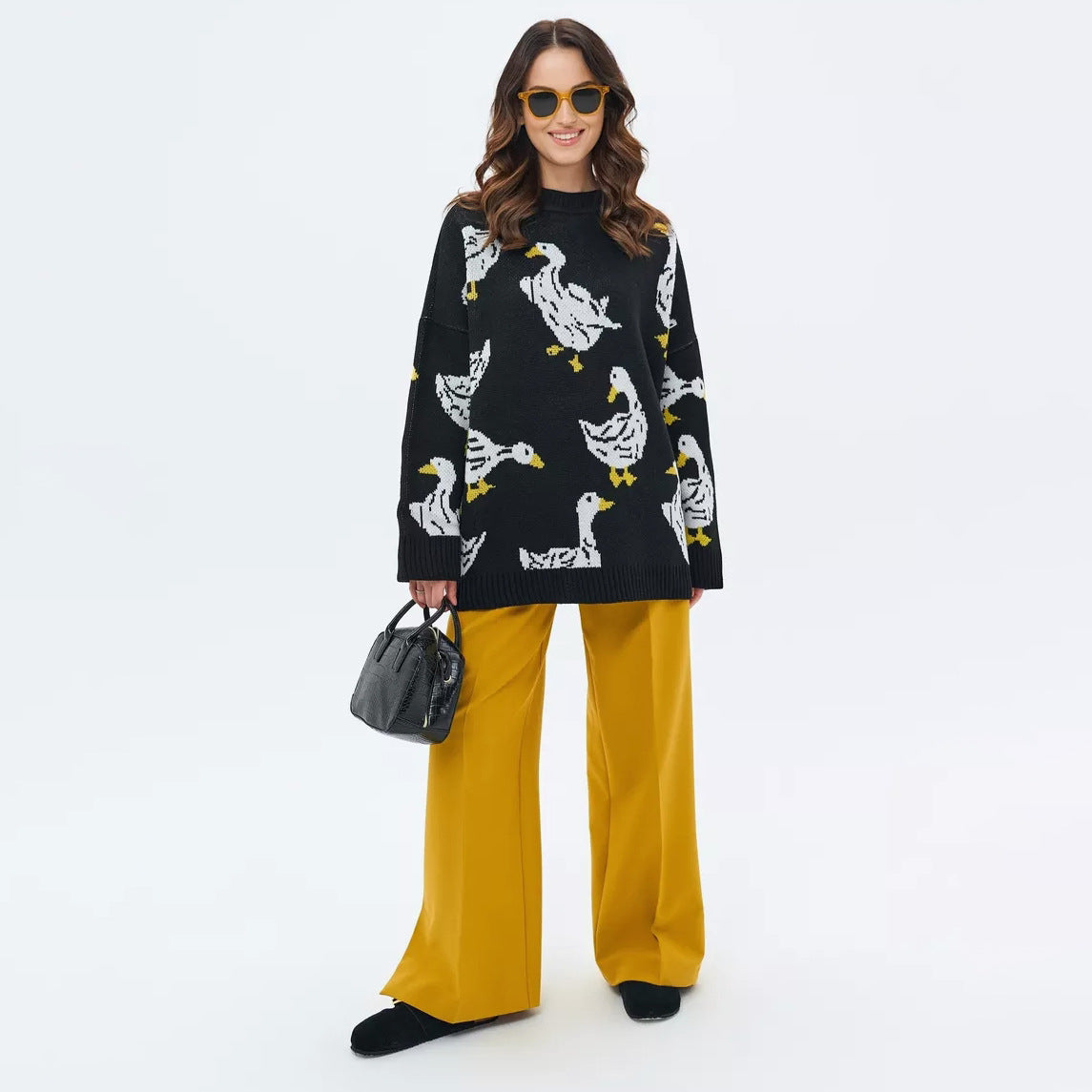 Emily Duck Print Oversized Sweater