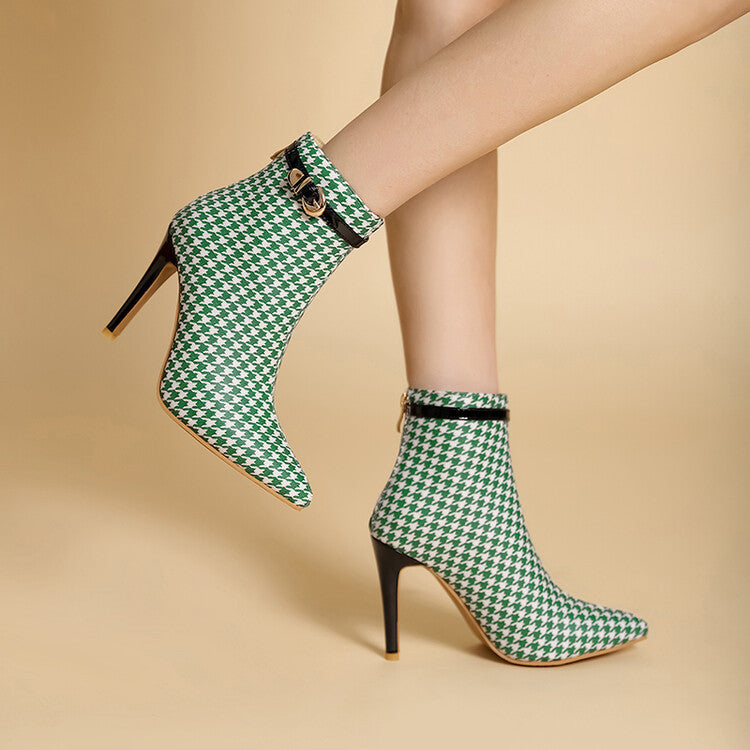 Olivia Houndstooth Ankle Boots