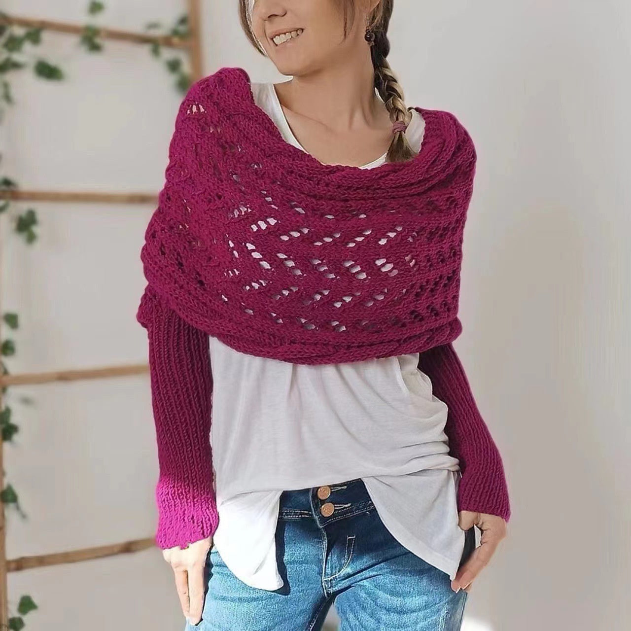 Sophia Knitted Shawl Sweater