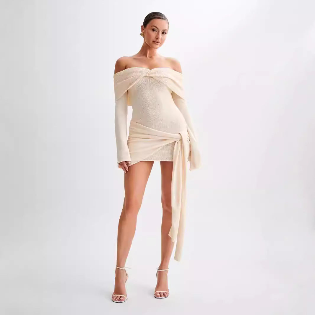 Ava Off-Shoulder Knitted Mini Dress