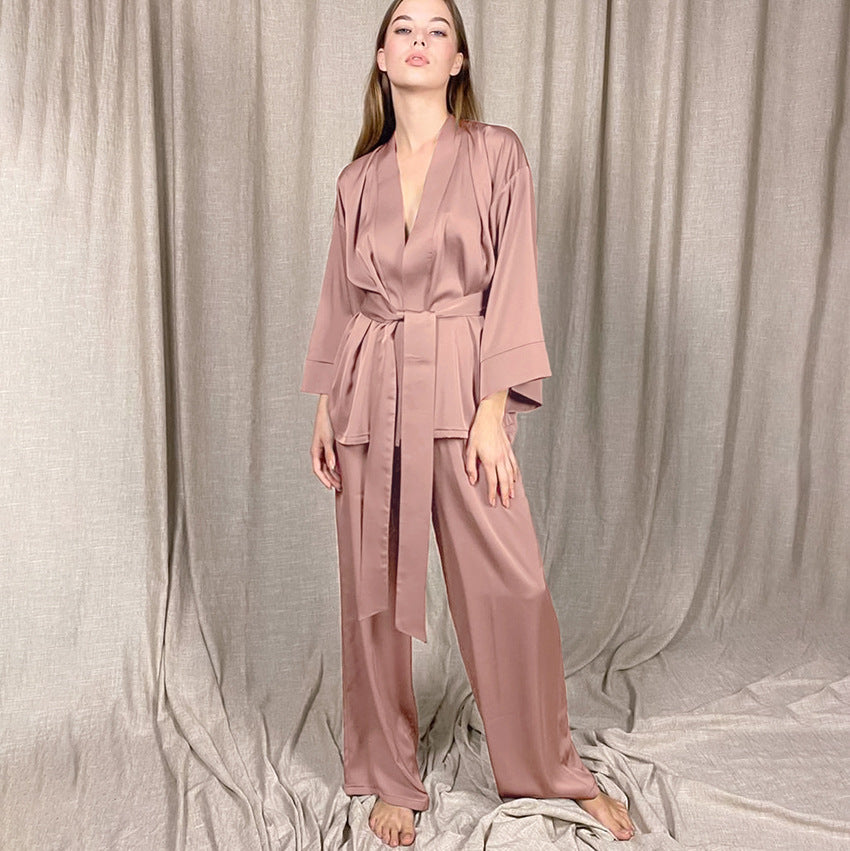 Lily Satin Kimono Lounge Set