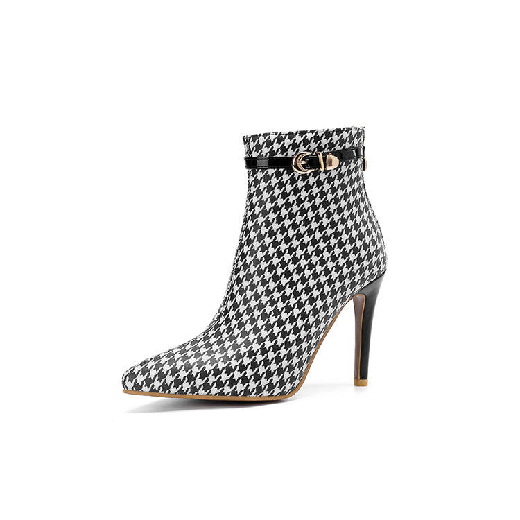 Olivia Houndstooth Ankle Boots