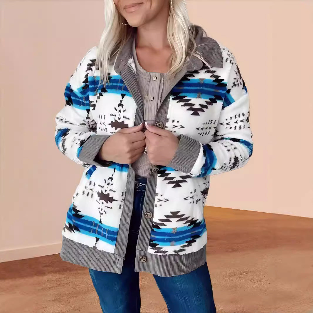 Mia Aztec Print Fleece Jacket