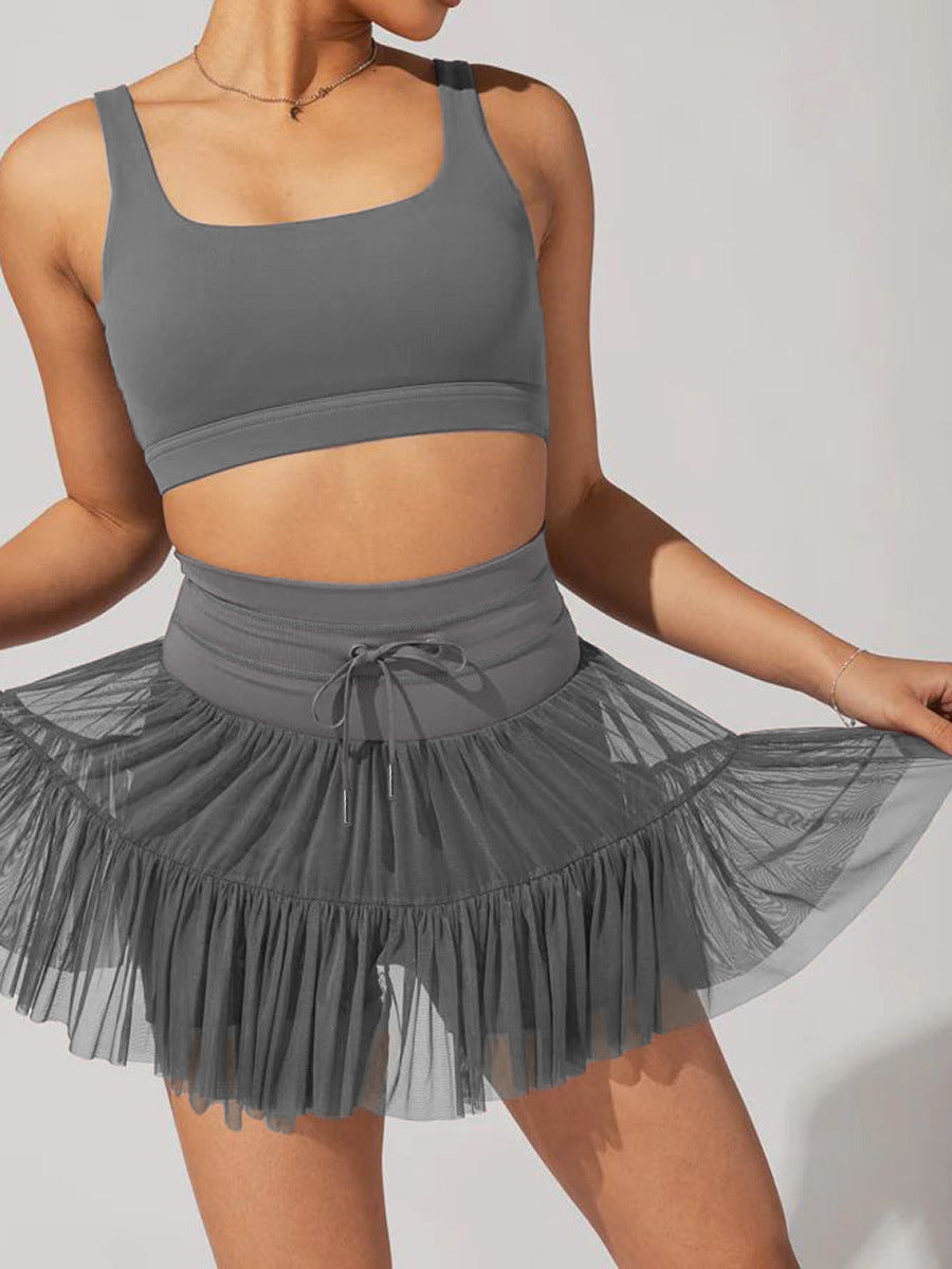 Jupe athlétique - tulle à taille haute légère Skort actif