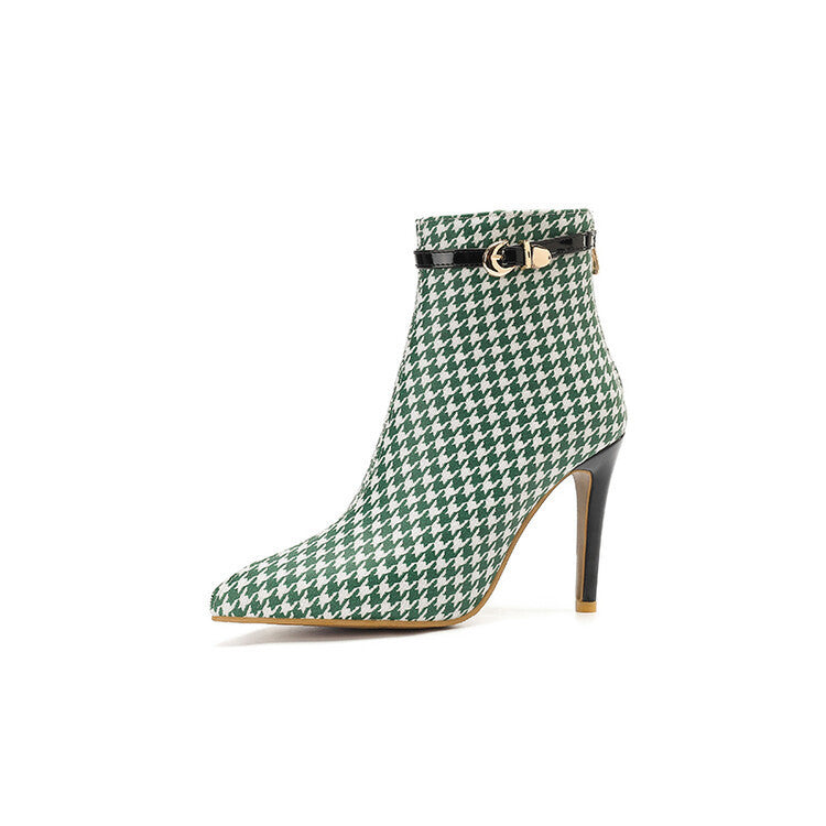 Olivia Houndstooth Ankle Boots