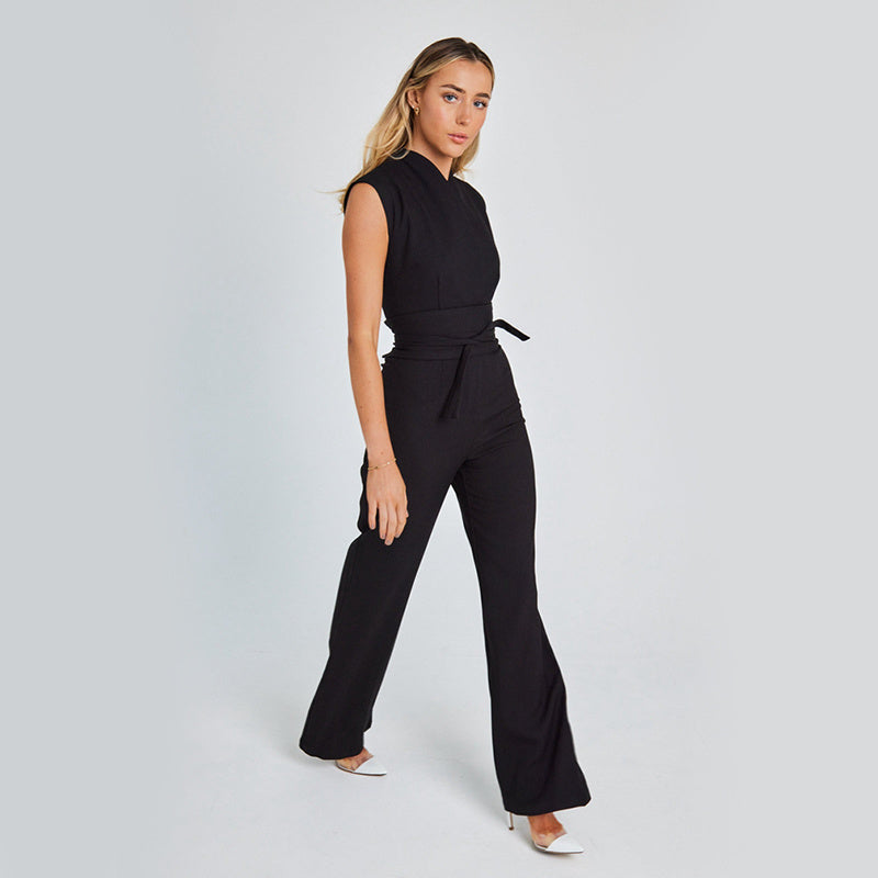 Eleganter ärmelloser Jumpsuit mit V-Ausschnitt