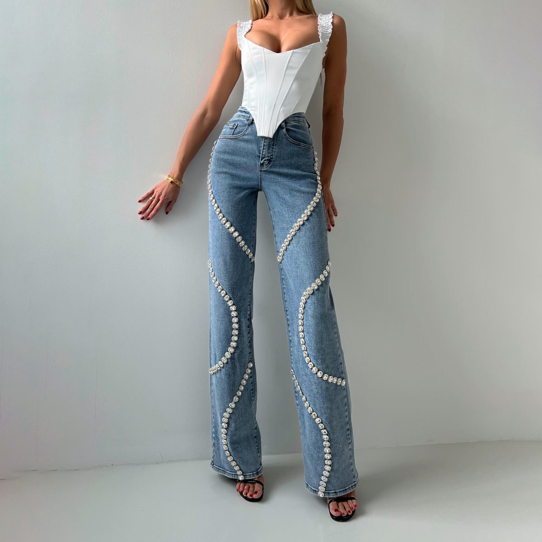 Madison Embellished High-Waisted Jeans