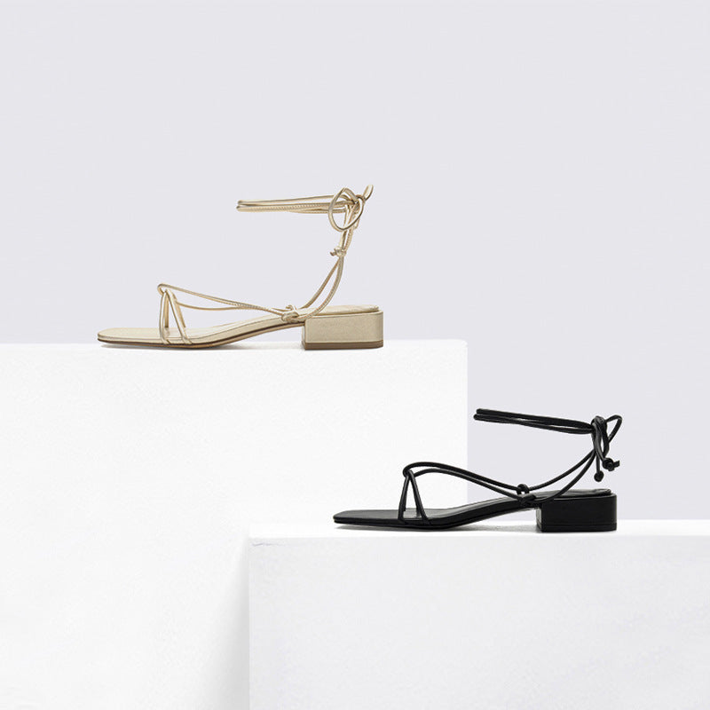 Ava Strappy Tie-Up Sandals