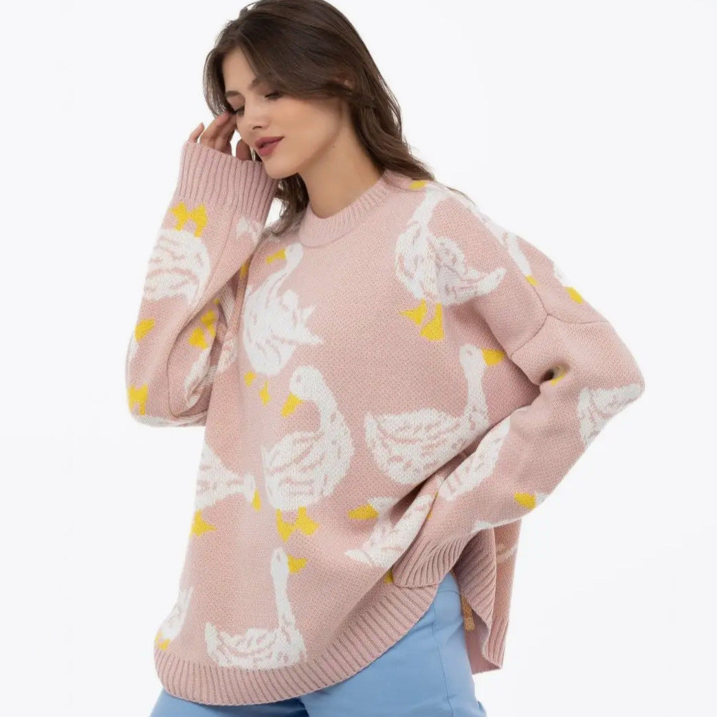 Emily Duck Print Oversized Sweater