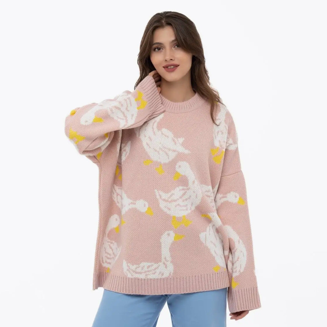 Emily Duck Print Oversized Sweater