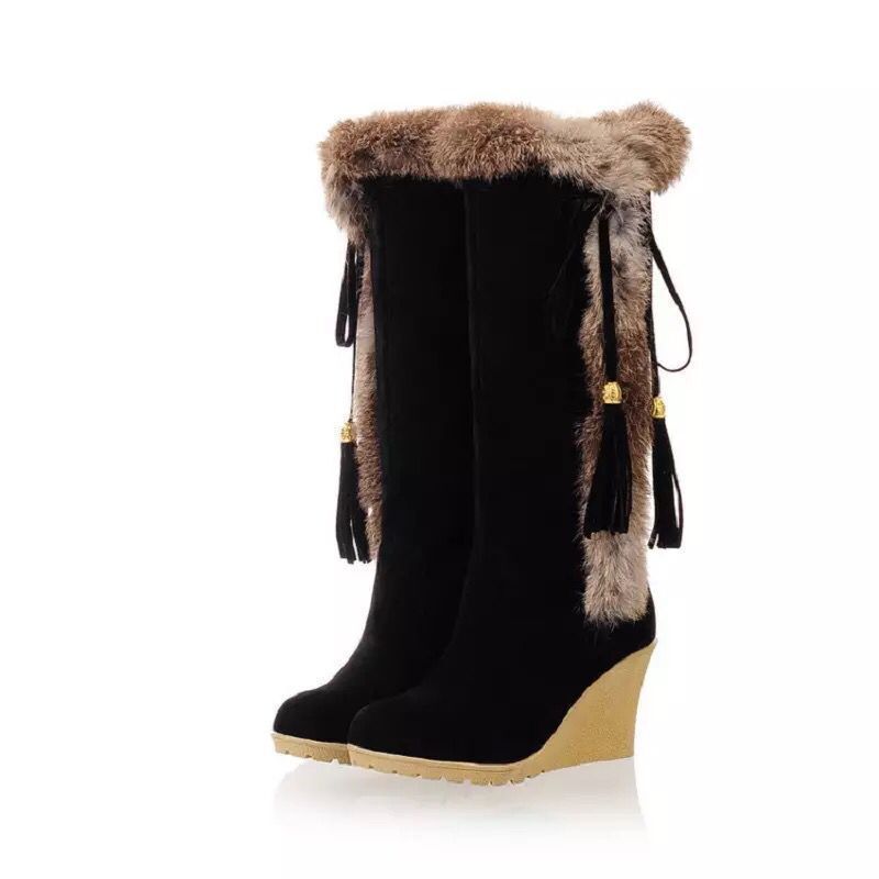 Victoria Luxe Fur-Lined Wedge Boots