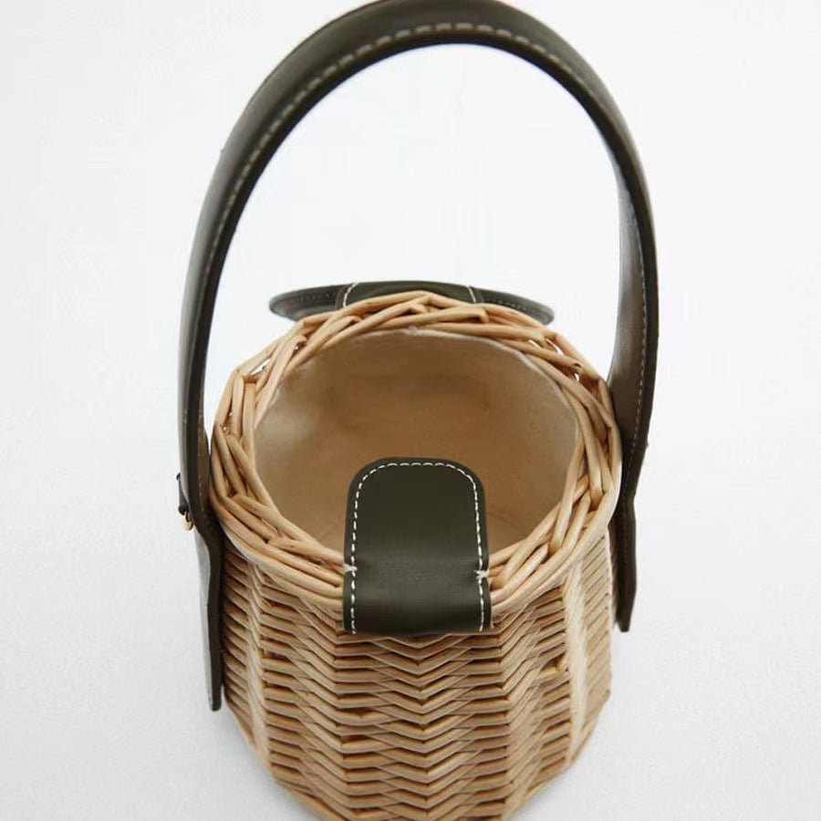 Vintage Rattan Bucket Bag