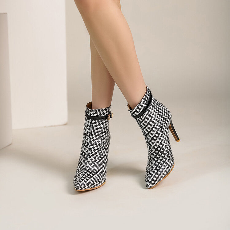 Olivia Houndstooth Ankle Boots