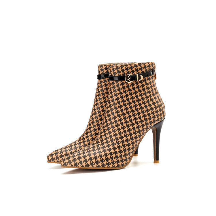 Olivia Houndstooth Ankle Boots