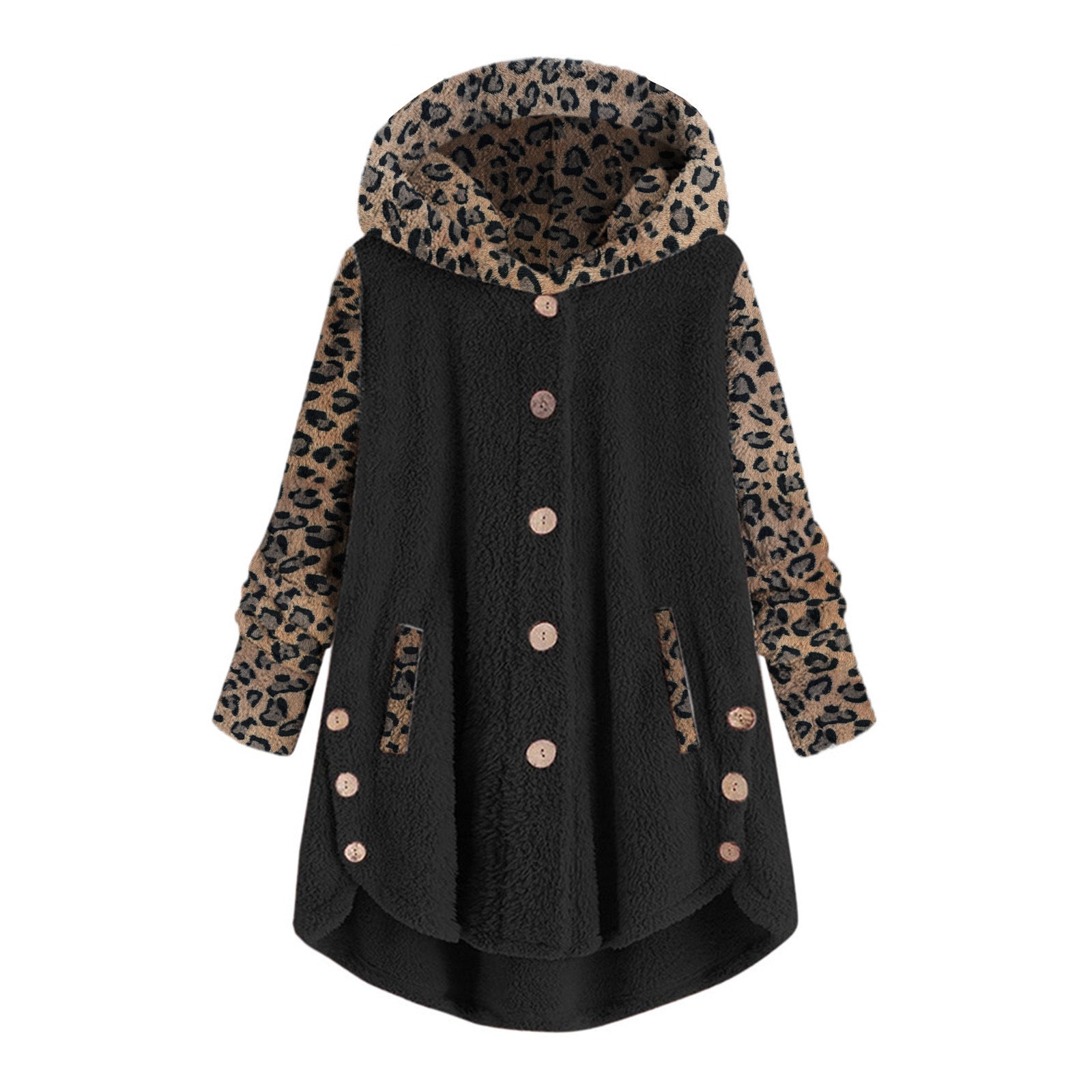 Fiona Leopard Accent Sherpa Coat