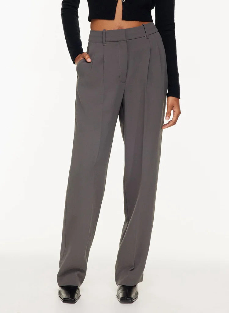 High Waist Wide Leg Trousers with Pockets