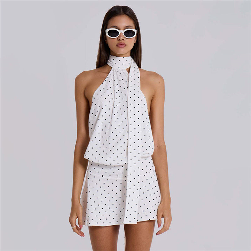 Sophia Polka Dot Halter Mini Dress