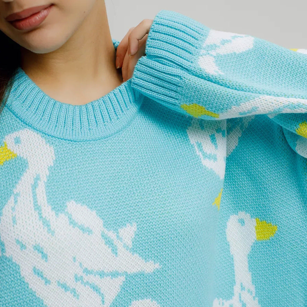 Emily Duck Print Oversized Sweater