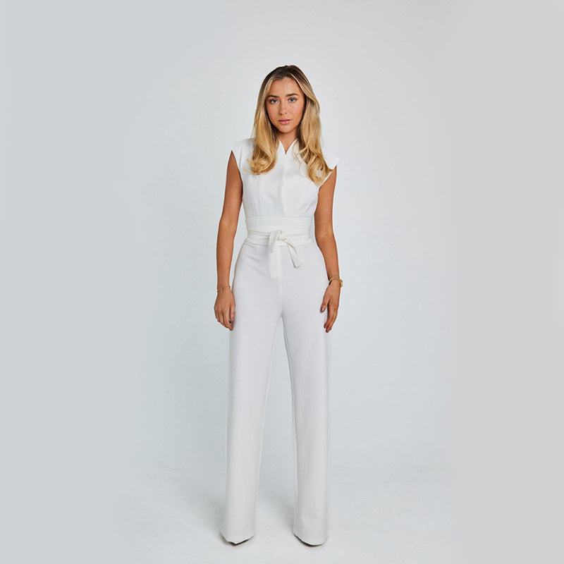 Eleganter ärmelloser Jumpsuit mit V-Ausschnitt