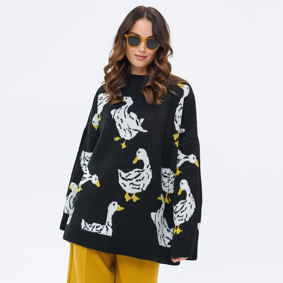 Emily Duck Print Oversized Sweater