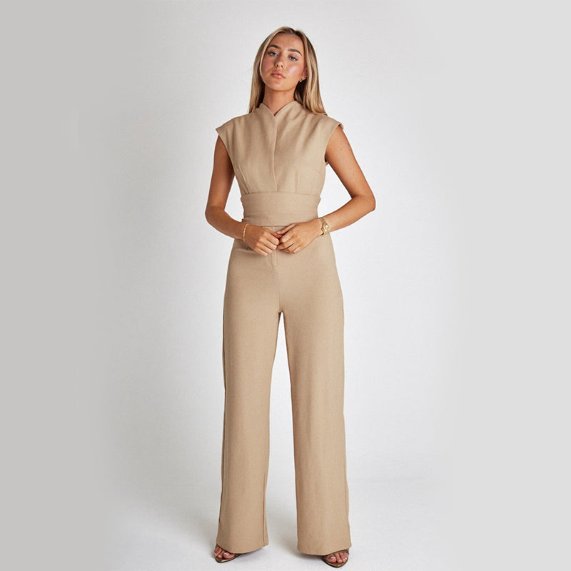 Eleganter ärmelloser Jumpsuit mit V-Ausschnitt