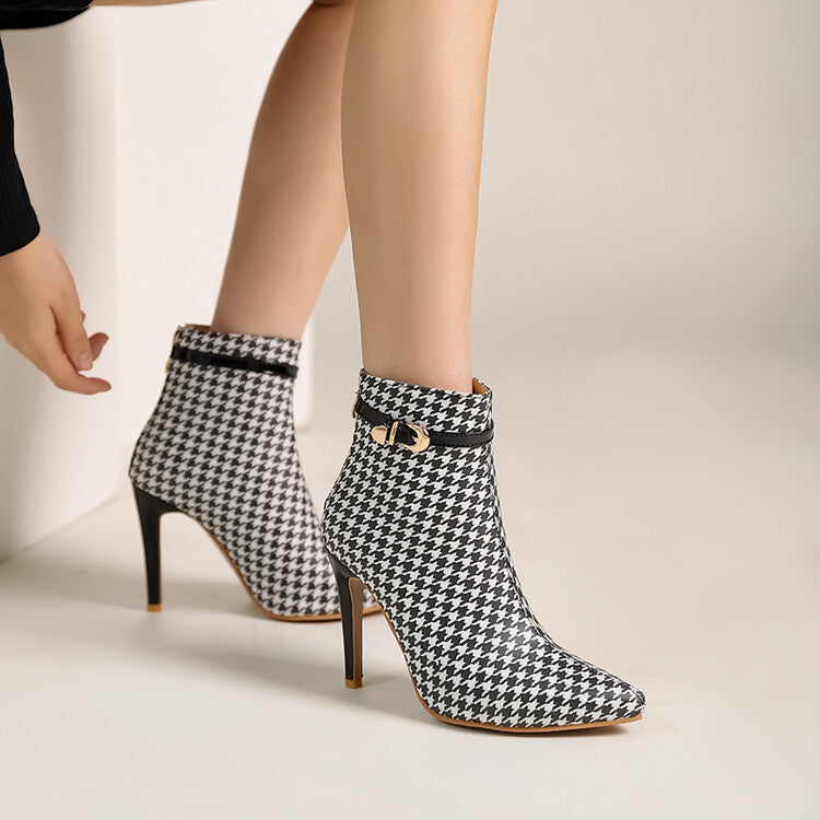 Olivia Houndstooth Ankle Boots