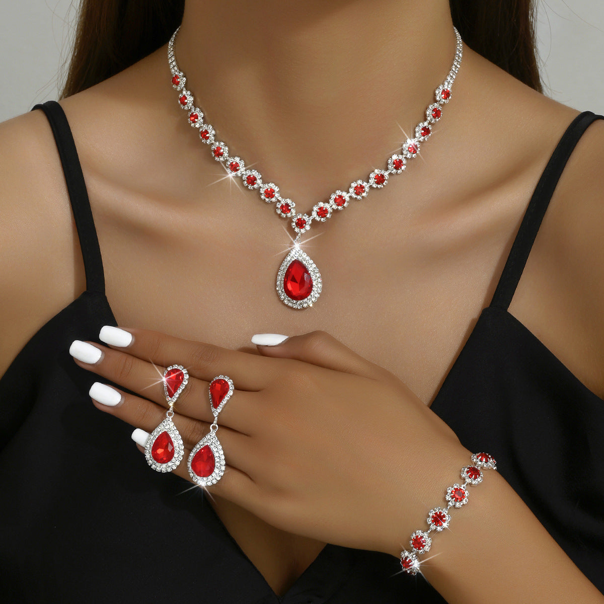 Ensemble de trois pièces de mariée de bijoux de mode