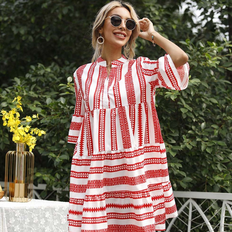 Mia Boho Striped Tunic Dress