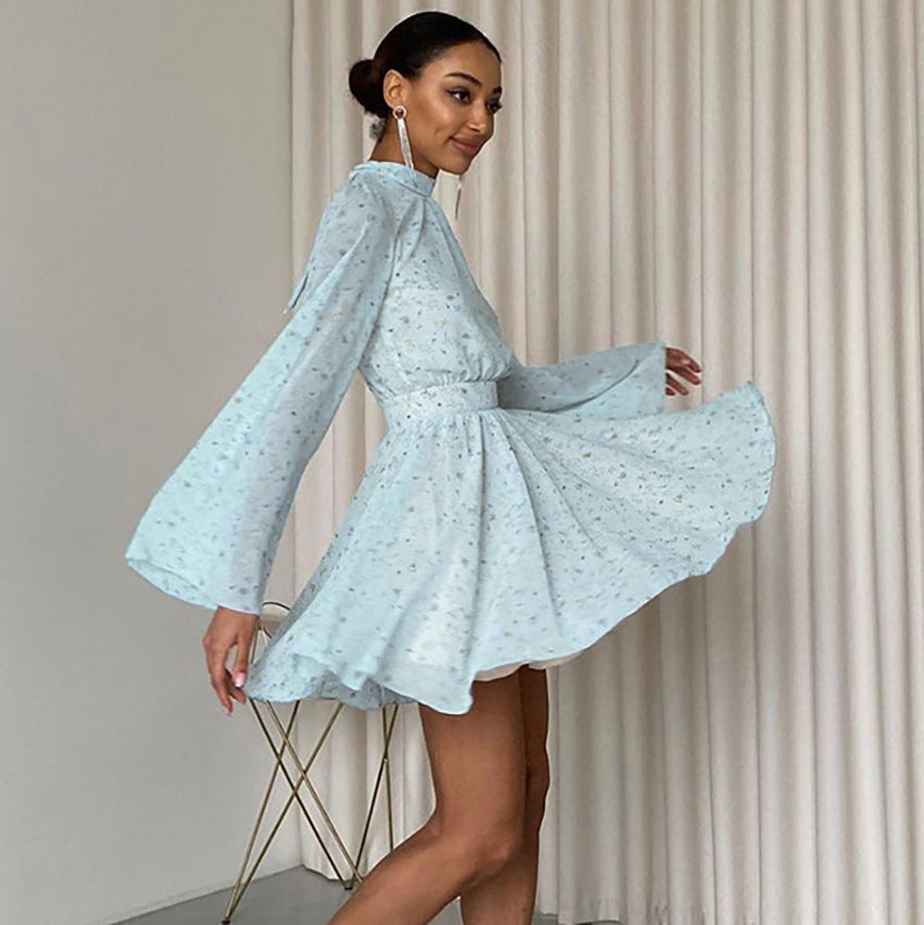 Ariana Flared Long-Sleeve Dress