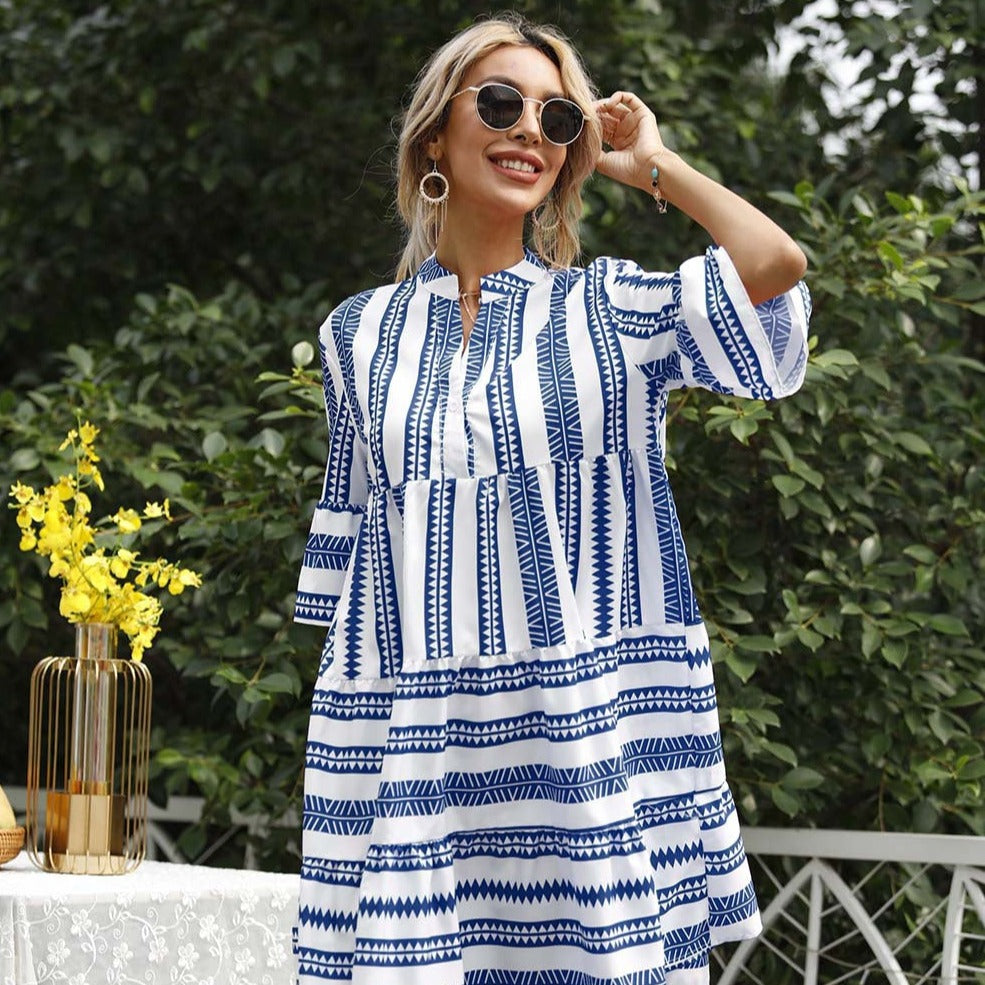 Mia Boho Striped Tunic Dress