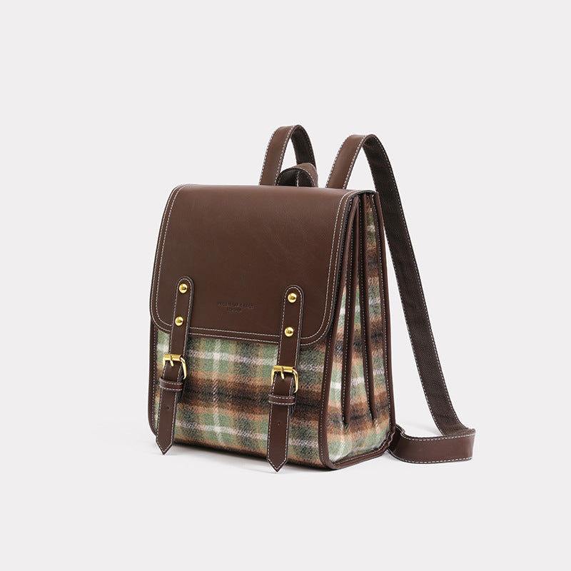 Samantha Vintage Plaid Backpack