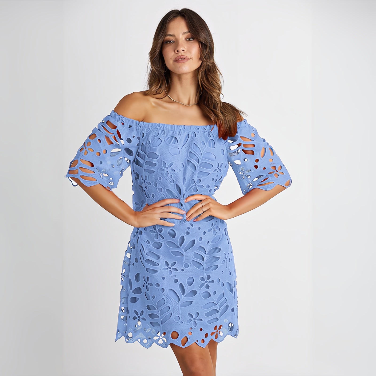 Olivia Off-Shoulder Eyelet Dress