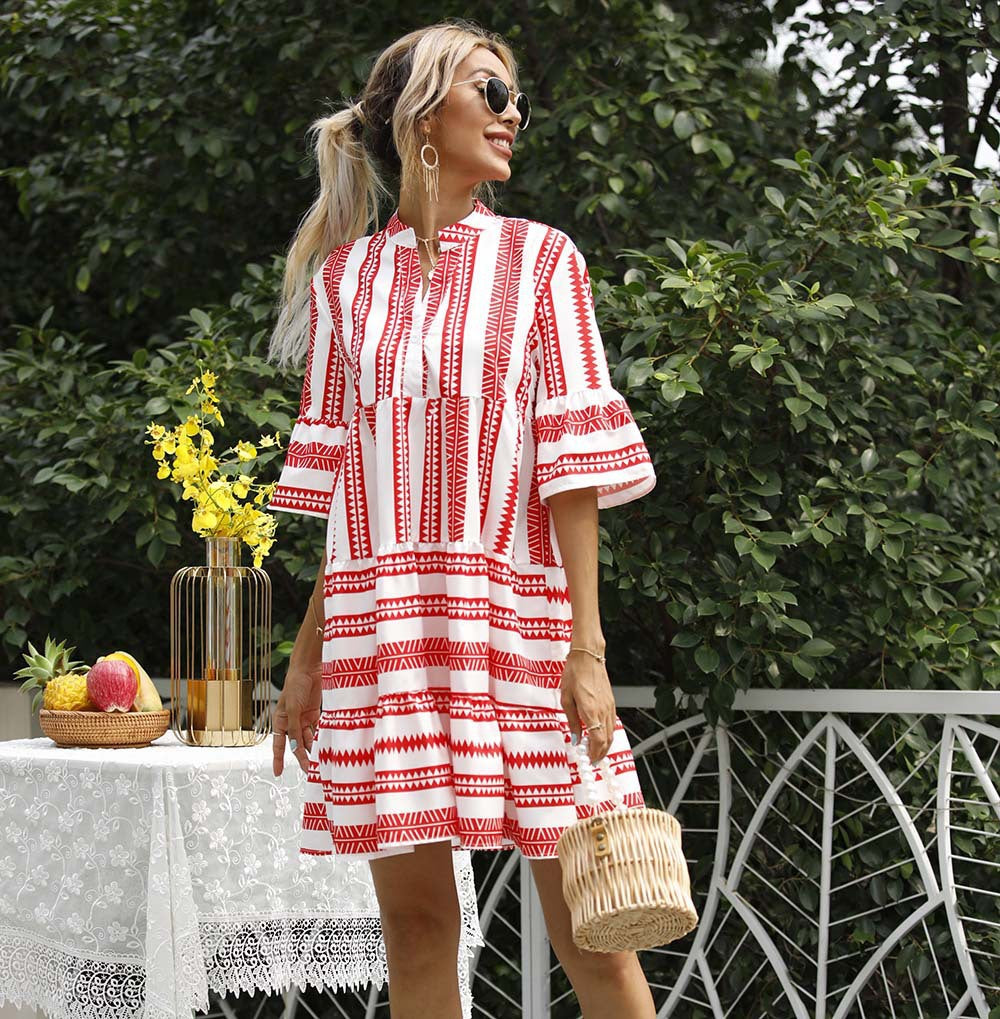 Mia Boho Striped Tunic Dress