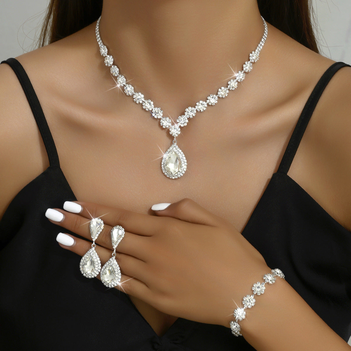 Ensemble de trois pièces de mariée de bijoux de mode