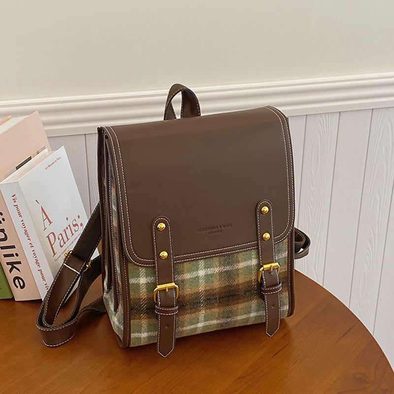 Samantha Vintage Plaid Backpack