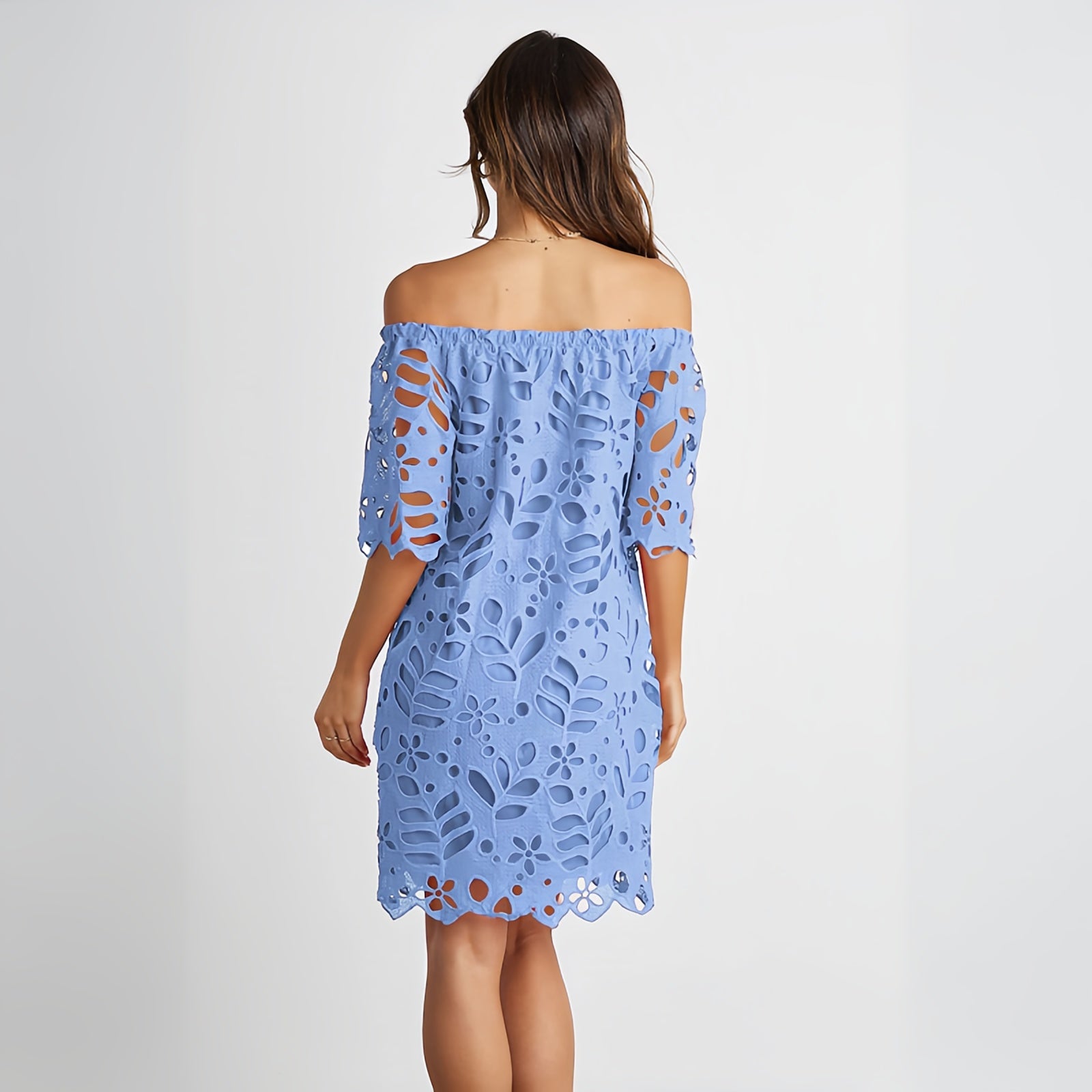 Olivia Off-Shoulder Eyelet Dress