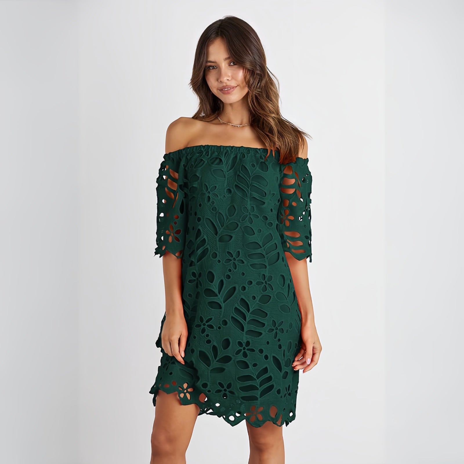 Olivia Off-Shoulder Eyelet Dress