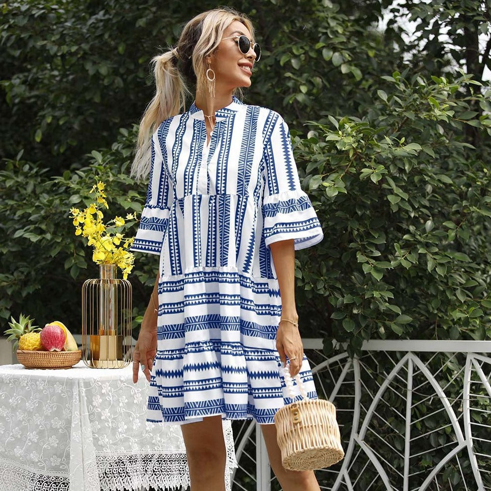 Mia Boho Striped Tunic Dress