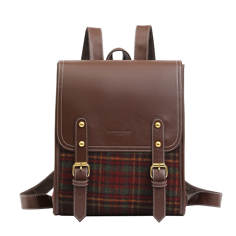 Samantha Vintage Plaid Backpack