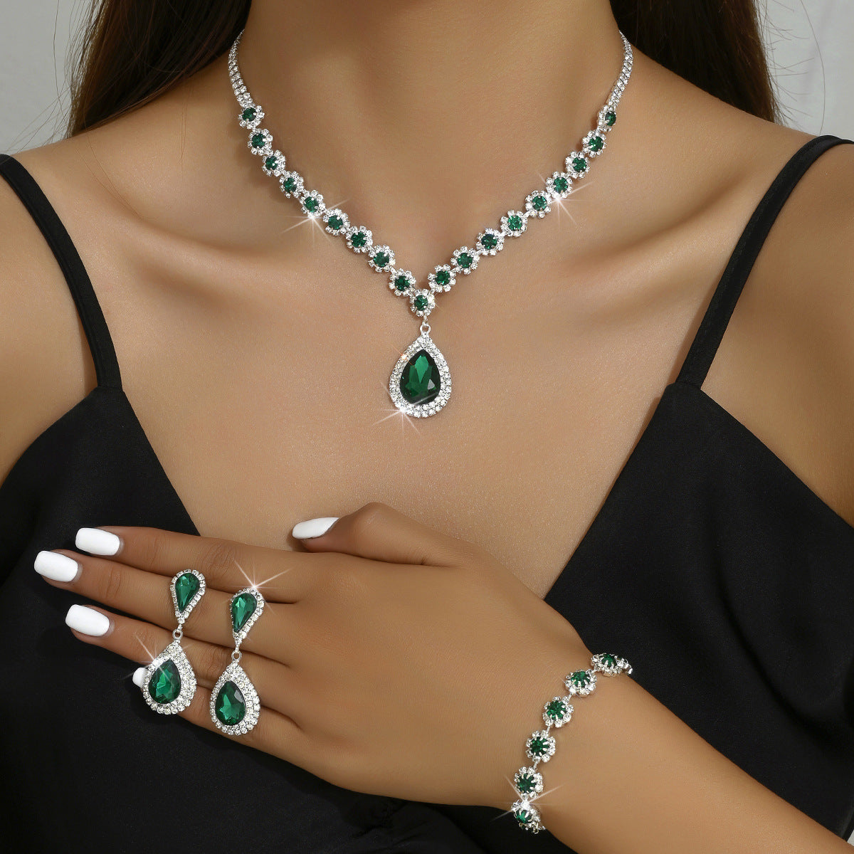 Ensemble de trois pièces de mariée de bijoux de mode