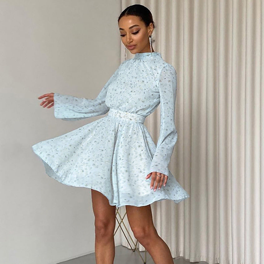 Ariana Flared Long-Sleeve Dress