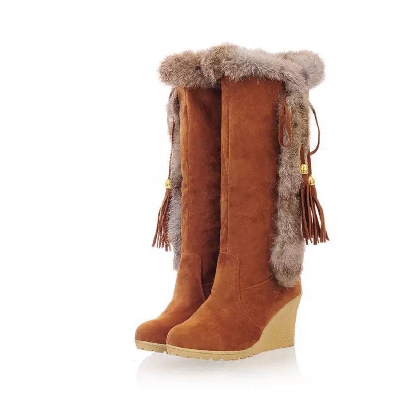 Victoria Luxe Fur-Lined Wedge Boots