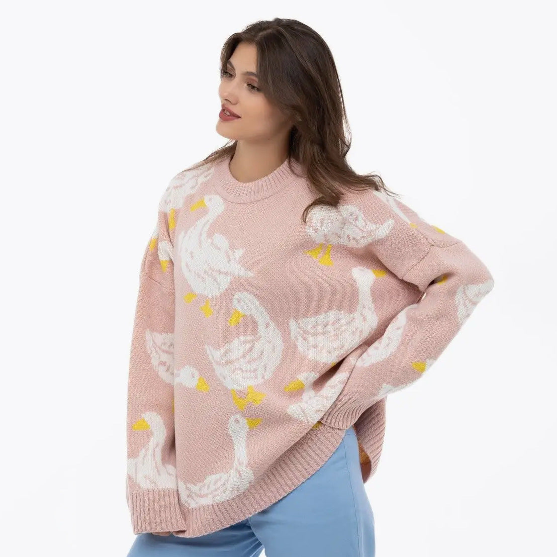 Emily Duck Print Oversized Sweater