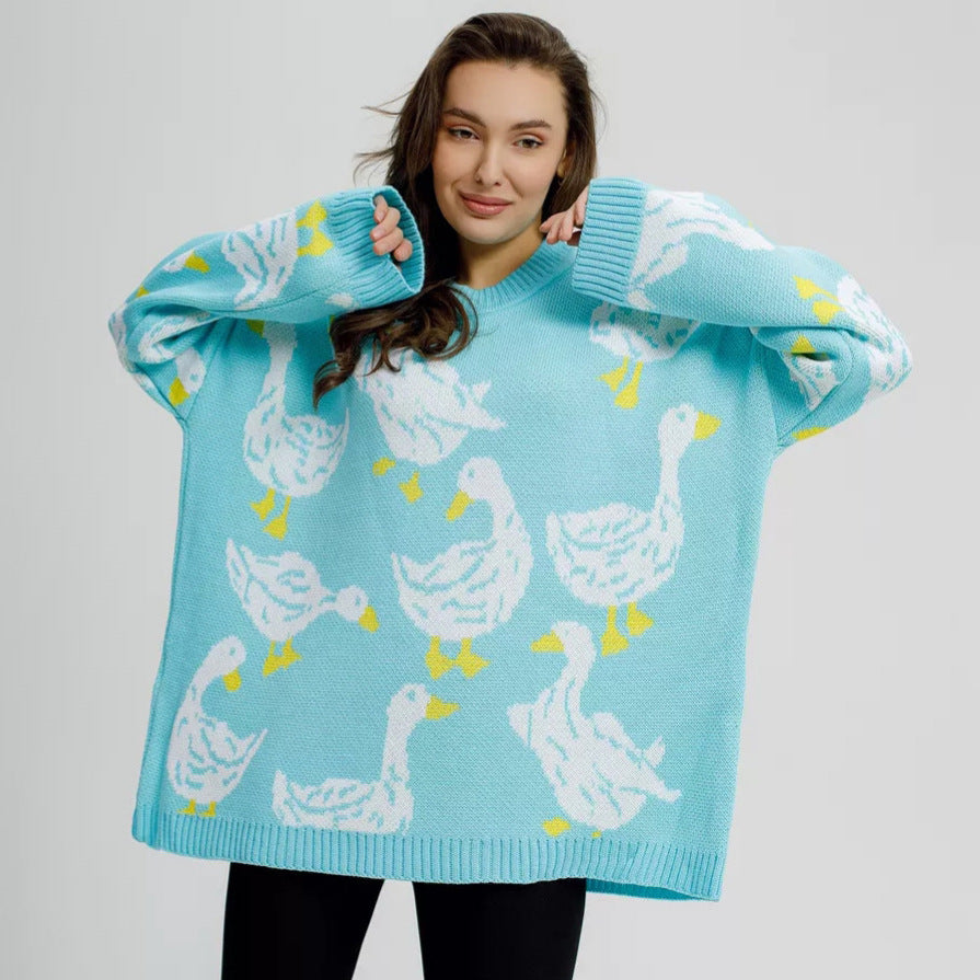 Emily Duck Print Oversized Sweater