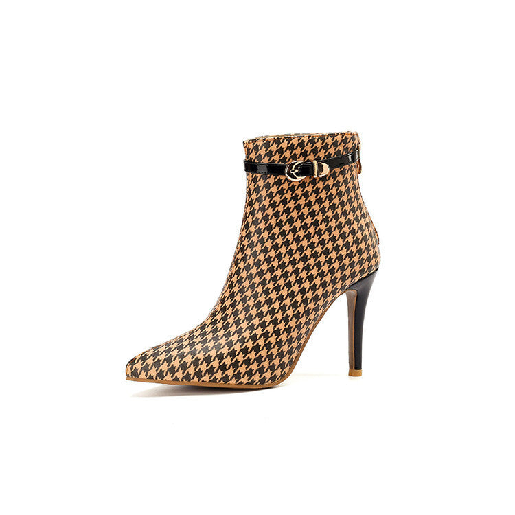 Olivia Houndstooth Ankle Boots