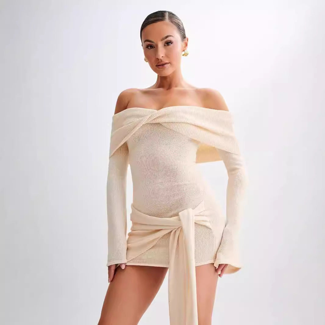 Ava Off-Shoulder Knitted Mini Dress