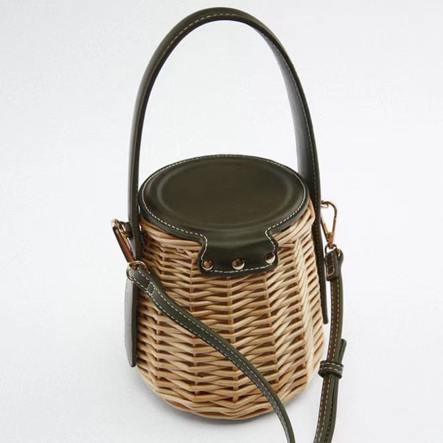 Vintage Rattan Bucket Bag