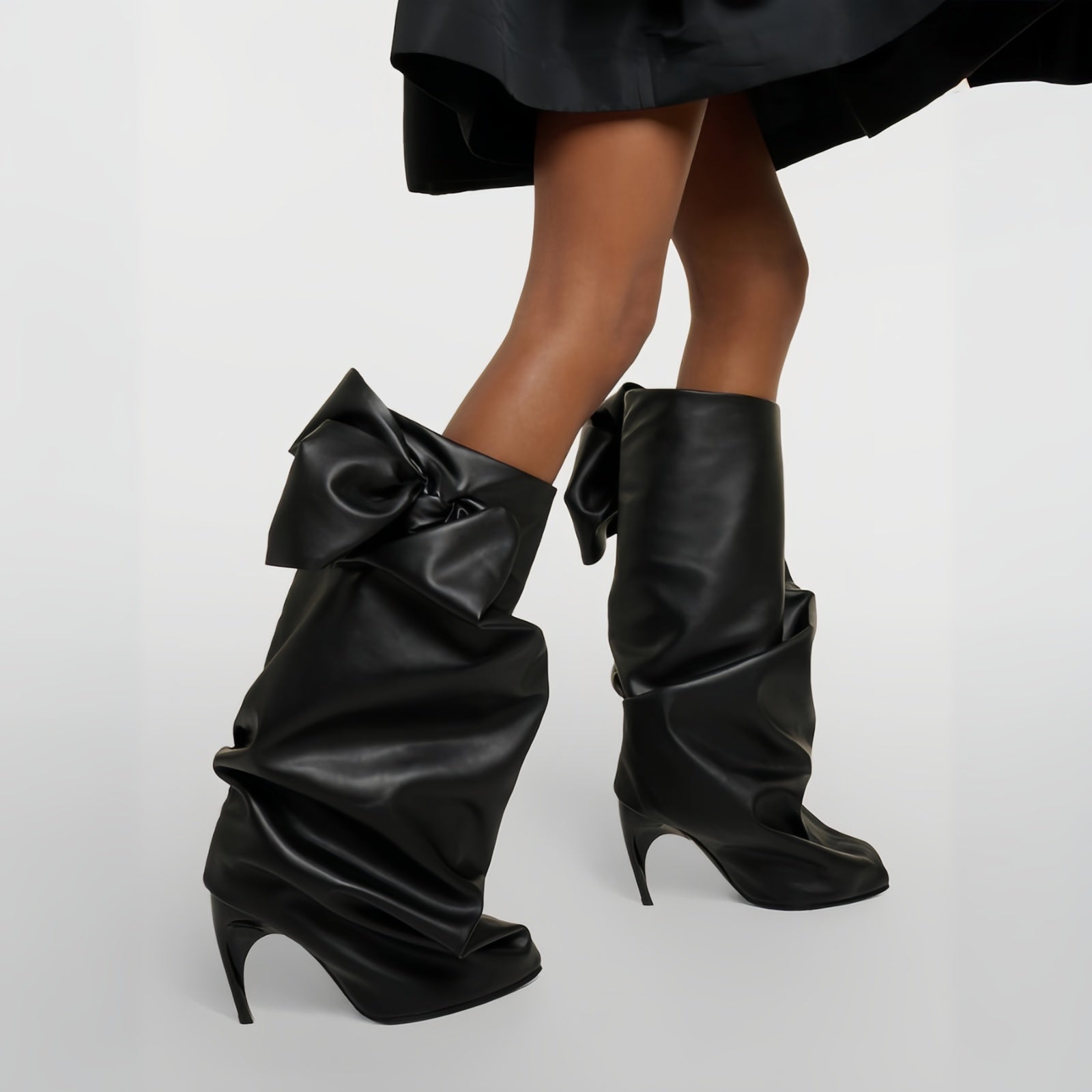 Ariana Bow Slouchy Leather Boots